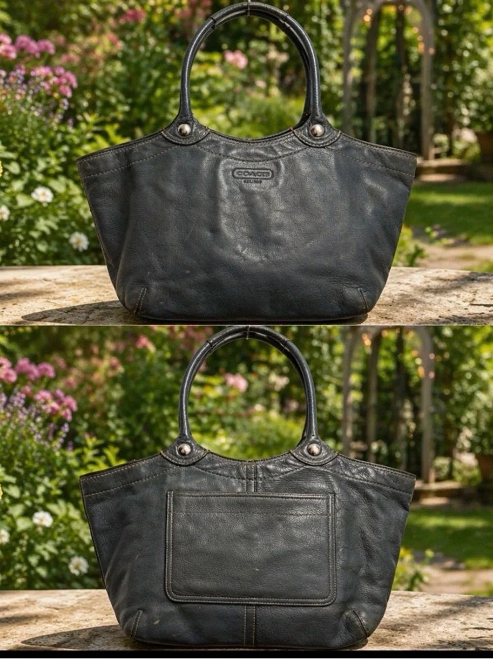 Coach Blue Leather Tote with Top Handles 18386